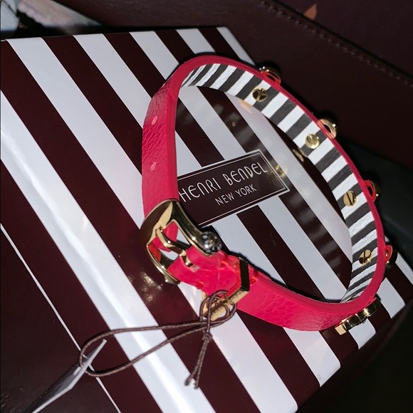 NWT HENRI BENDEL PINK PETAL BRACELET W/ STRIPES - Picture 6 of 8